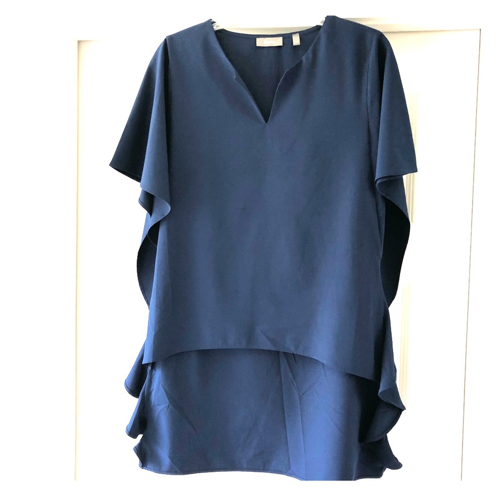 Neiman Marcus Navy Hi-Lo Blouse
